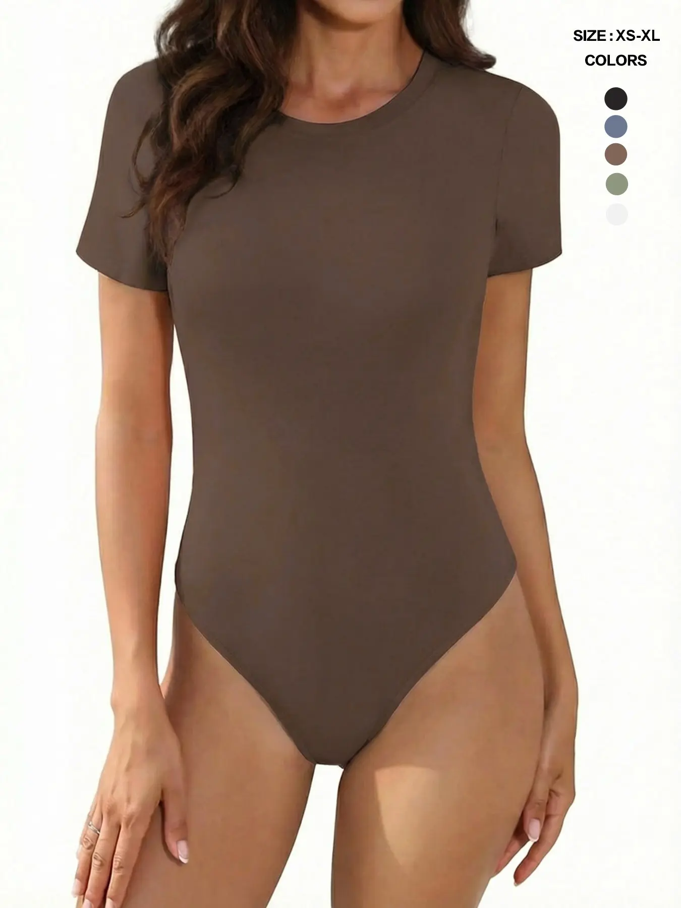 Women's Short Sleeve Round Neck Shapewear Bodysuit, High Stretch Casual T-Shirt Bodysuit, Tummy Control Shaping Romper, 1/2/3 Pack