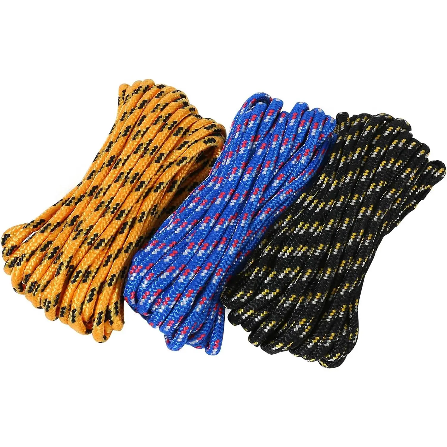 Braided Polypropylene Rope, 1/4" x 25 ft, 95 lb Capacity, UV-Resistant Multicolor Cord (50228)