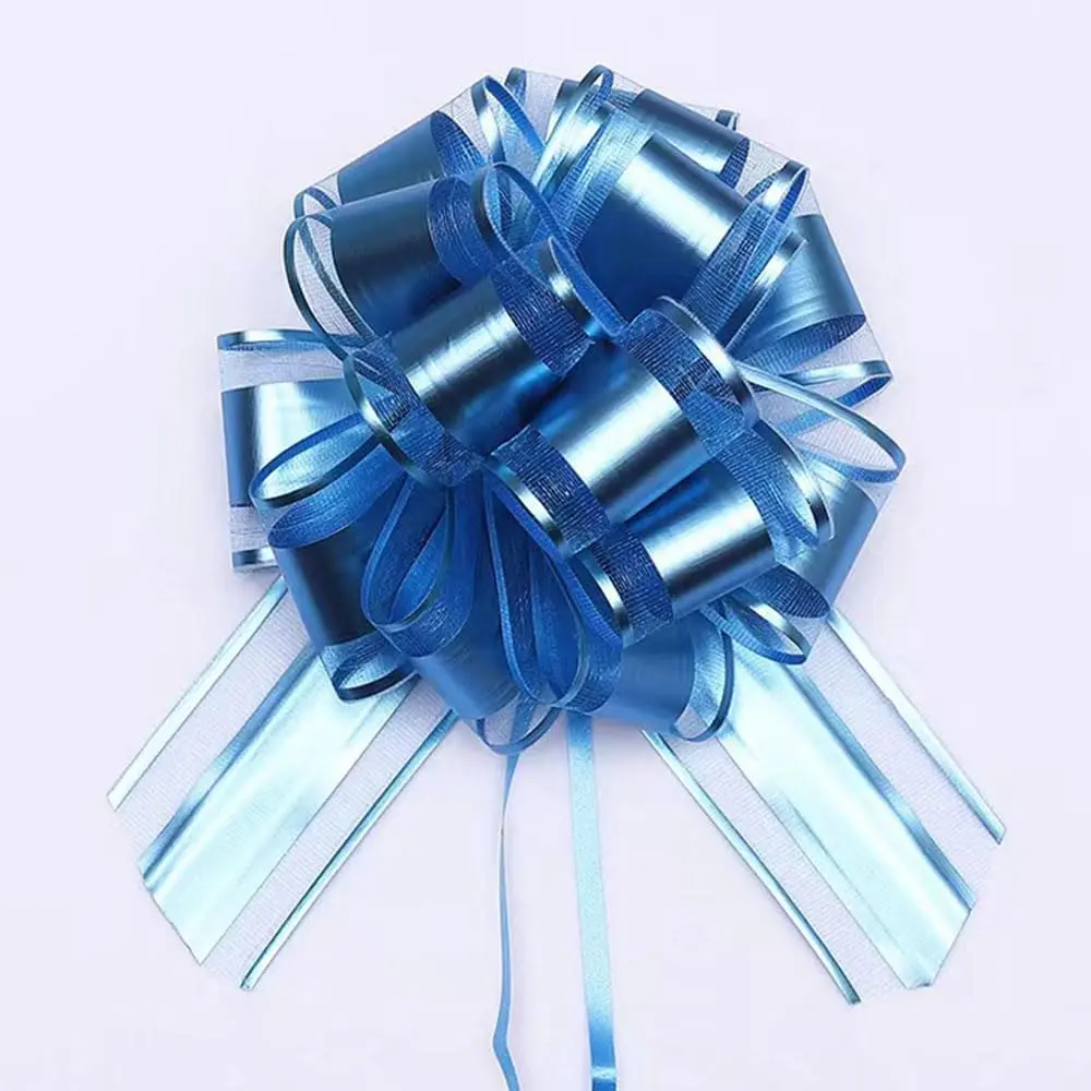 6 count Pull Bow Christmas  Wrapping 6 inch Pull Bow for Gifts Wrapping Party Birthday Holiday  Boxes Bow Basket Packaging Bows for Valentine's Day Presents Flower Decorations (Light Blue)
