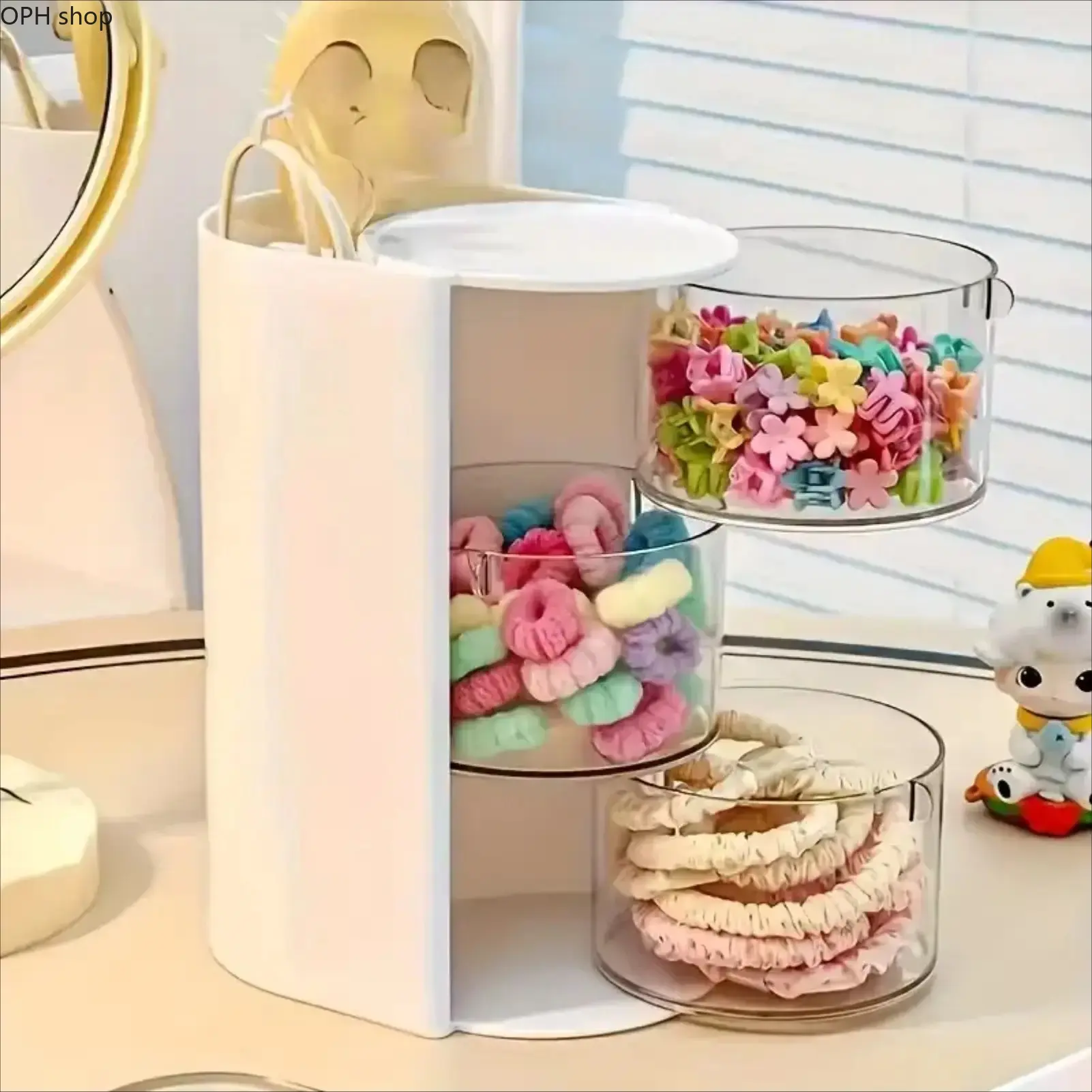 Rotating Multi-Layer Transparent Dustproof Storage Box, Space-Saving Desktop Vanity Organizer for Costume Jewelry & Fashion Accessories