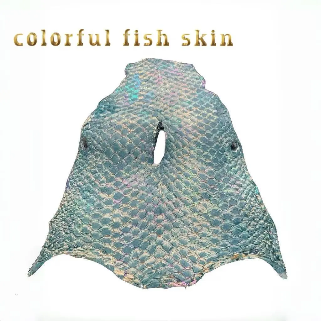 Colorful Fish Leather Top Layer Genuine Leather Handmade Craft DIY Material, High-Quality Leather for Custom Projects, Durable & Versatile