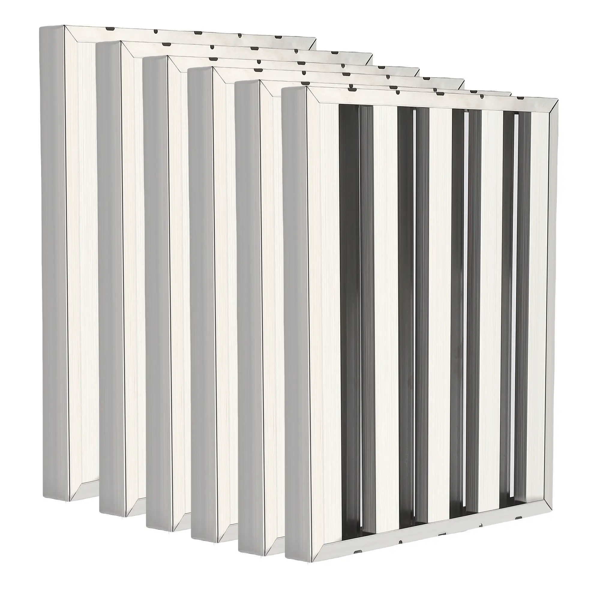 6 Pack Commercial Baffle Range Hood Grease Filters, Heavy-Duty 430 Stainless Steel Canopy Replacement Filter with 5 Groove Baffle Design, Grease Resistant Kitchen Vent Filter, Size 19.5x15.5x1.9 Inch for Restaurant Commercial Microwave Range Hood