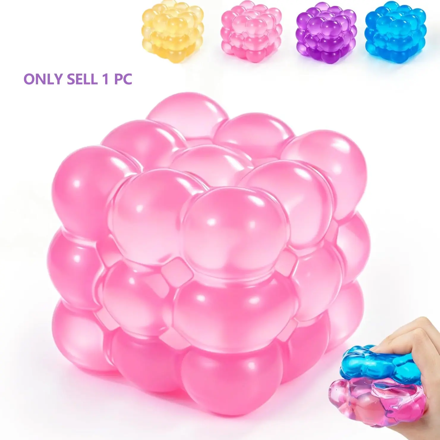 Ice Cube Squishy Fidget Toy, Slow Rising Squeeze Cube, Sensory Stress Relief, Soft Handheld Cube for Desk Fidget, Focus and Relax Hand Muscles