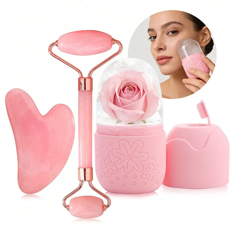 Resin Gua Sha Massage Set, Face, Neck, Head Relaxation, Silicone Ice Roller, Reusable Cooling Skin Care Tool, Facial Massage Kit