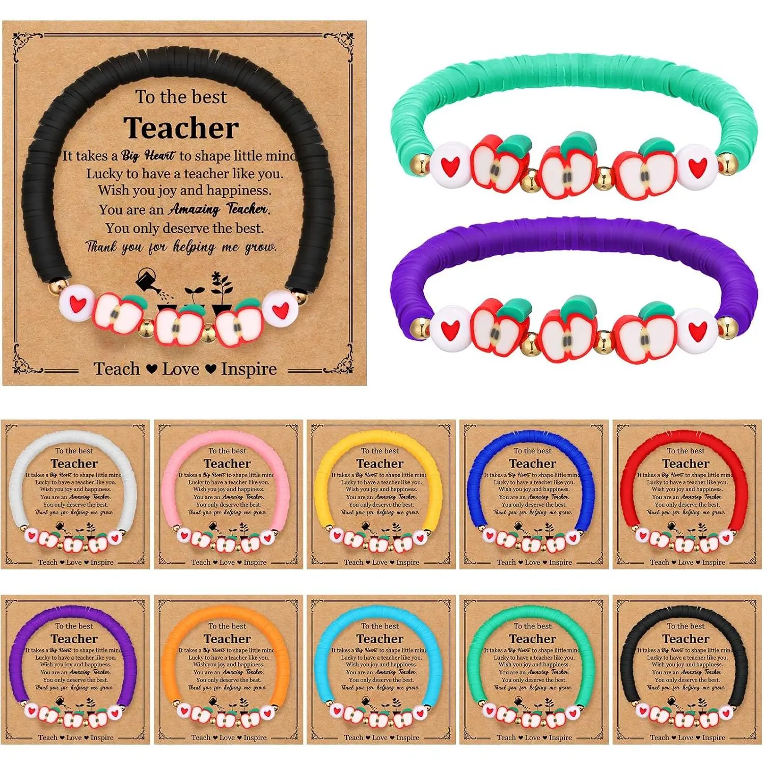20 count  to School Gifts for Teachers Bulk Teacher Bracelets Gifts  Teacher Bracelets  from Students with Thank You Cards for  to School