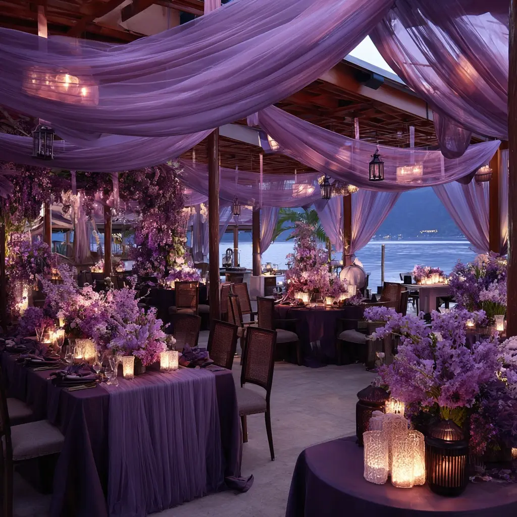 Deep Wedding Party Chiffon Decorative Sheer, Ideal for Outdoor Weddings and Large Parties, Romantic Atmosphere, Versatile Decoration
