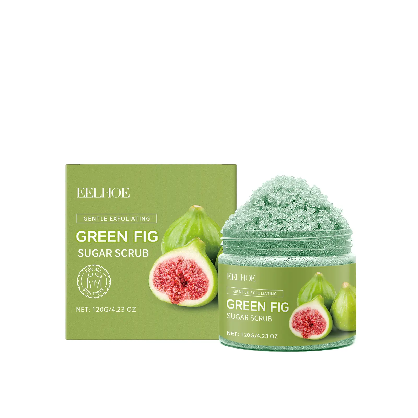 EELHOE Body Sugar Scrub - Daily Body Care Exfoliant with Sea Salt, Turmeric & Botanical Oils, Gentle Cleansing, Deep Hydrating Nourishing Polish to Restore Moisture for Smooth, Glowing Skin sohochic