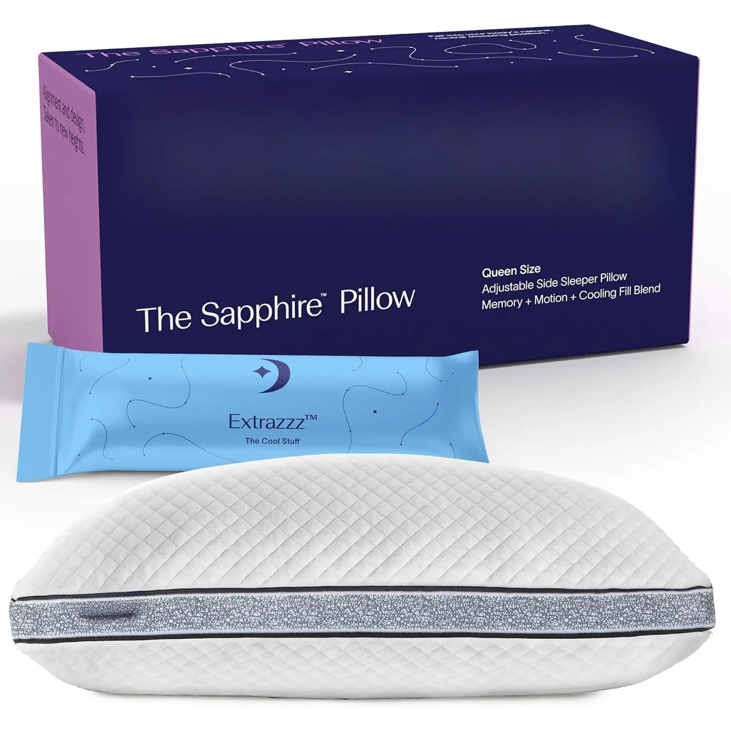 Gusseted  Pillow, Shredded Memory ,  | Adjustable loft for wide  · Airflow beads · CertiPUR- · Luxury cover · Neutral alignment  sleep positions