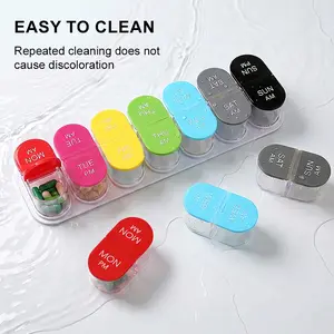 Extra Large Weekly Pill Organizer - Vitamin Holder with 7 Removable AM/PM Compartments - Portable Pill Dispenser for Home and Travel, Large Replenishment Container for Weekly or Daily Use, Stylish Pill Box in Multiple Colors