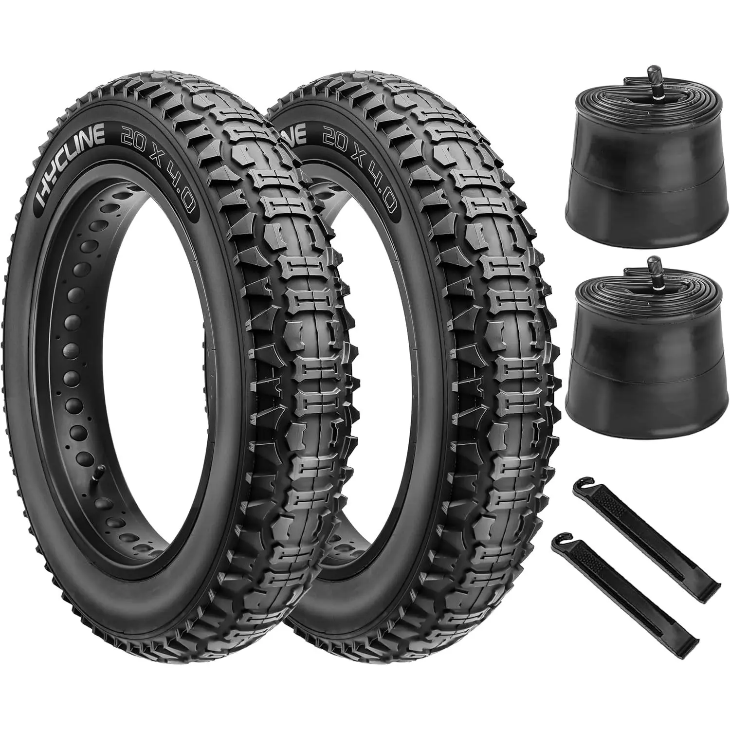 Hycline Ebike Compatible Heavy Duty Folding Fat Tires: 20x4.0/26x4.0 Inch High-Density All-Terrain Bicycle Tires for Street, Trail Riding