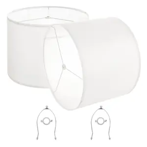 VEVOR Drum Lamp Shade 2 Set, 16 in Top x 16 in Bottom x 12 in High, Large Lampshade with Harp, Replacement Lamp Shade for Table Lamps Floor Lamps Pendant Lights, Easy Assembly Required (Off-white)