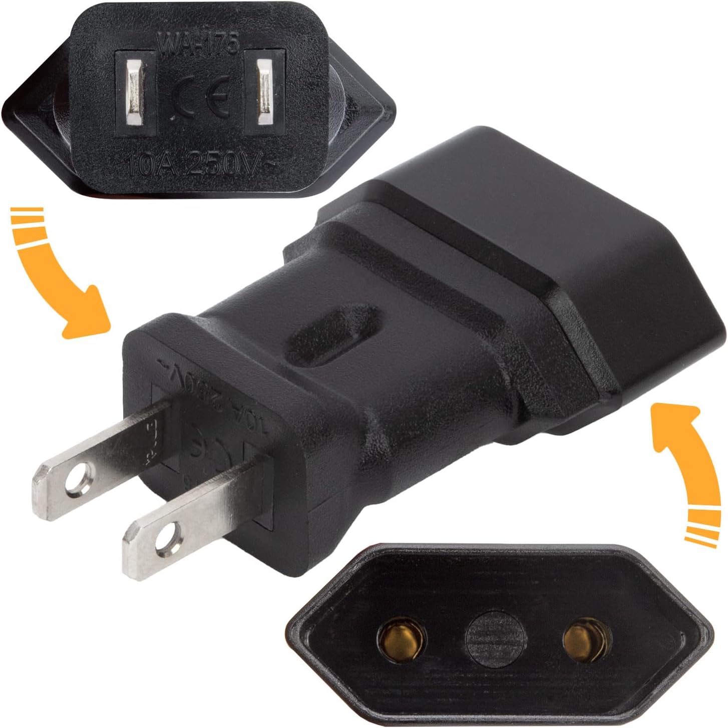 2Pack EU to  Plug Adapter,   to  Plug Adaptor, European to  Plug Adapter, 220V to 110V Plug Pin Converter, Travel Adapters European to , , Mexico, Type A,