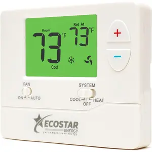 Non-Programmable Digital Thermostat with Green Backlight, Conventional Single Stage 1 Heat/1 Cool, Energy-Saving, Easy DIY Installation for Home & Commercial HVAC Systems