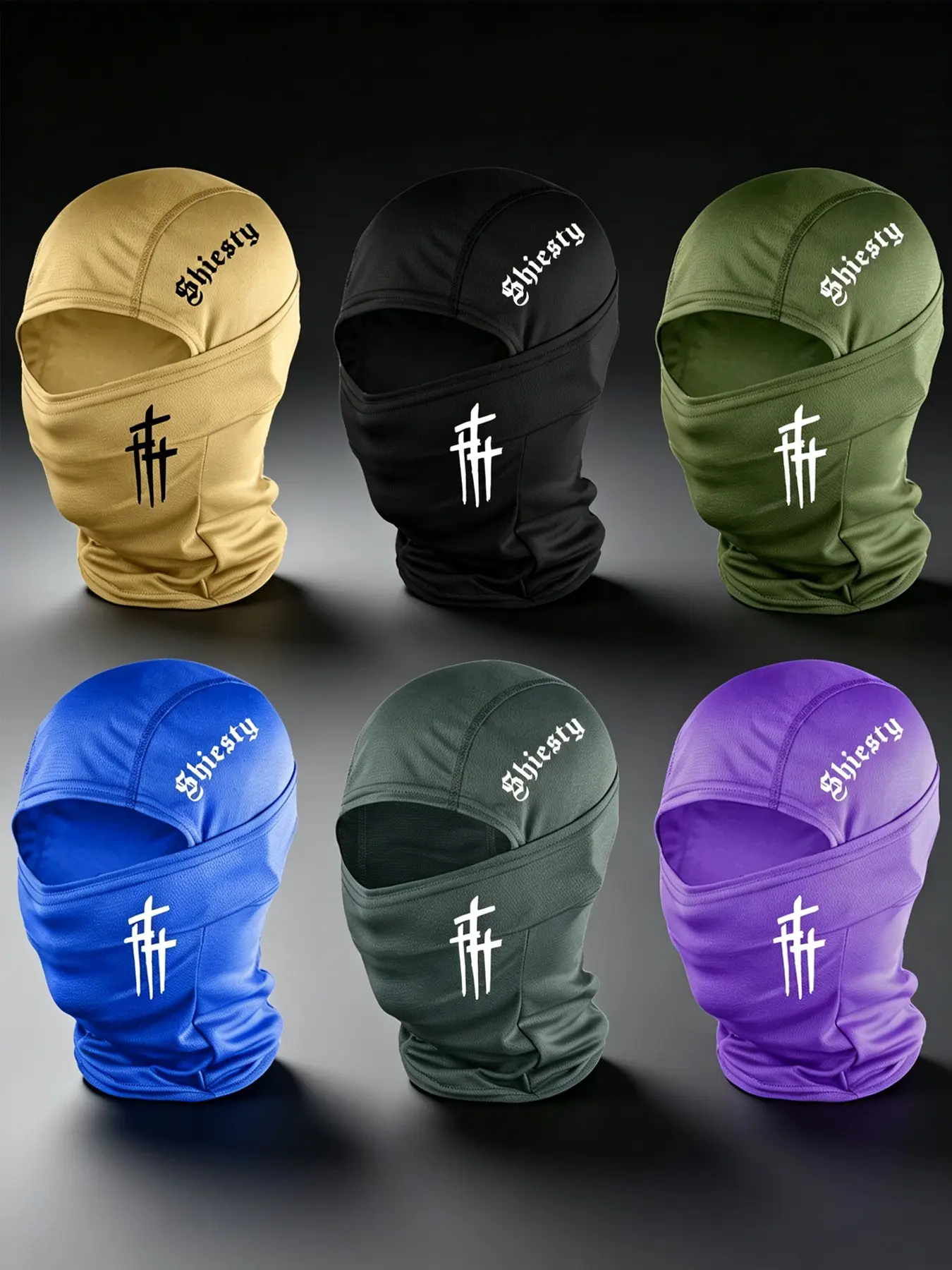6pcs Unisex Letter and Cross Printing Windproof Balaclava Mask Neck Gaiter Headwear Breathable Ski Mask for Men Women Outdoor Sports Hiking Fishing Commuting Suitable for Daily Wear