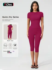 Breathable Tight Yoga Set, High Waist Quick-Dry Fitness Wear, Versatile Seven-Quarter Pants, Sporty for All Seasons