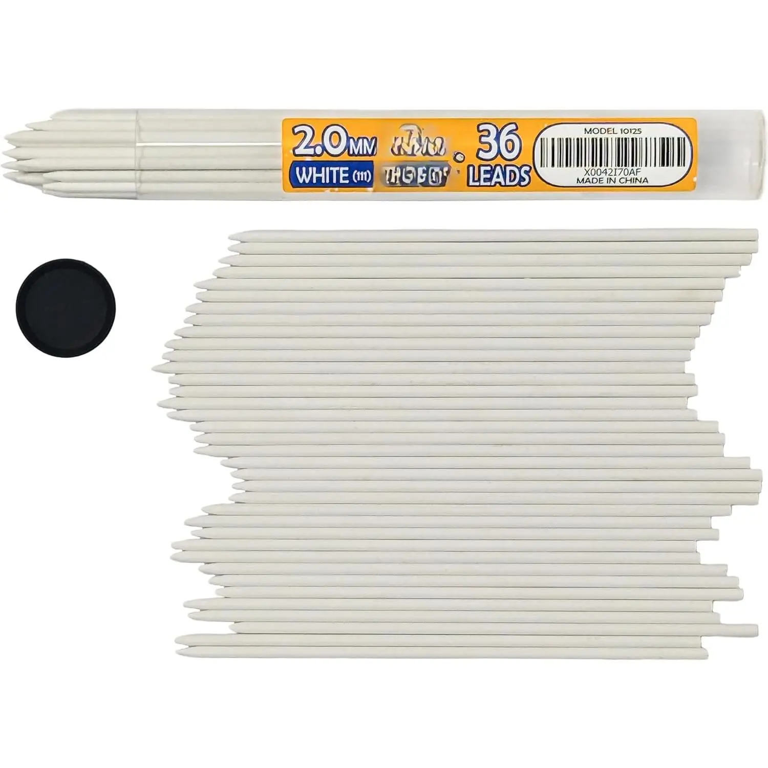 2.0x90mm Porcelain #111 White Pencil Refill Pack (36 Count), Pre-Sharpened for Artists/Crafts & Heavy-Duty Use, Break-Resistant, Smudge-Resistant Lead with Travel Carrying Tube