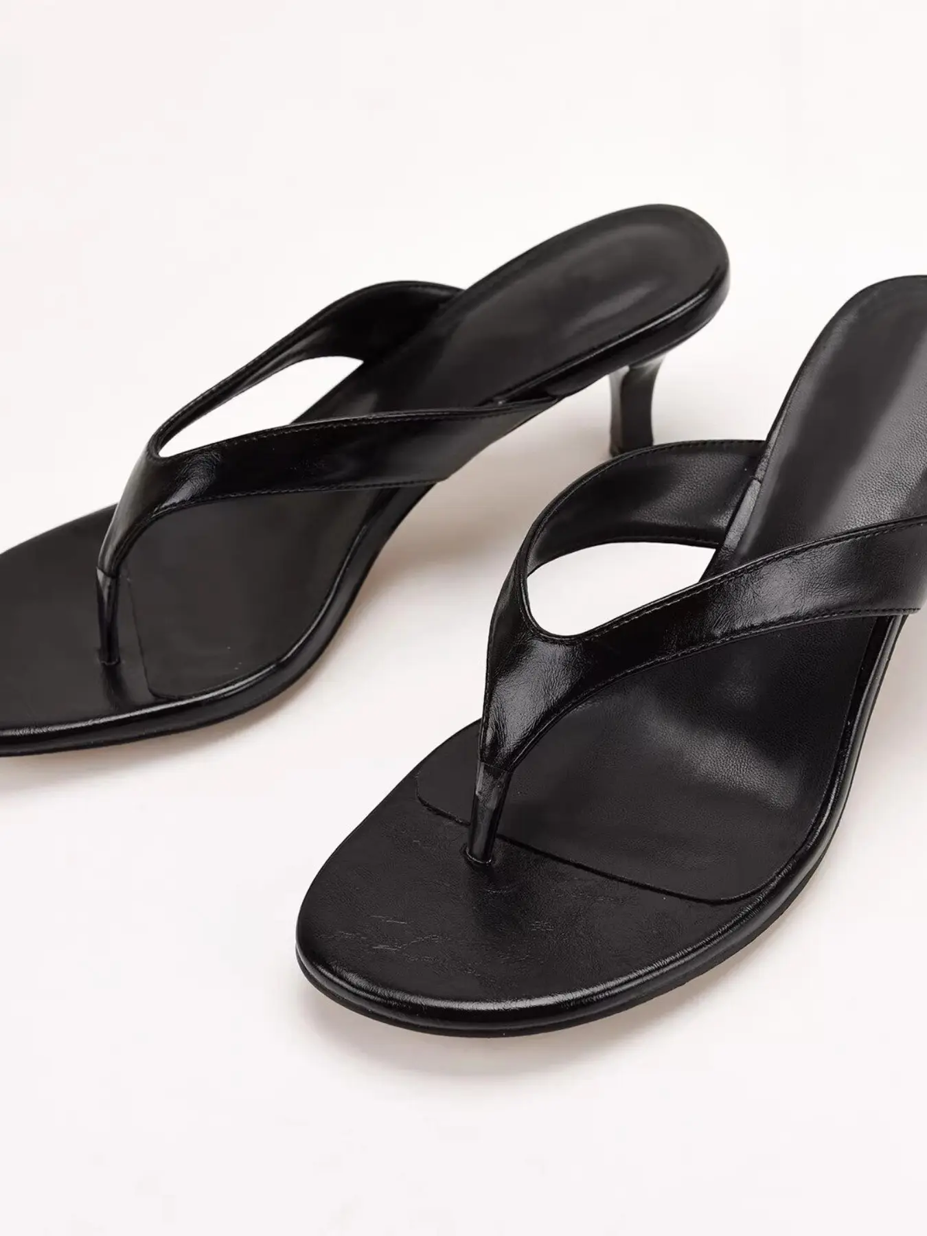Women's High Heel Sandals, Narrow Toe Flip Flops, Elegant Cat Heel Thong Slippers, Summer Versatile Outdoor Rubber High Heel Sandals, All Match Sandals, Elegant Fashionable Sandals