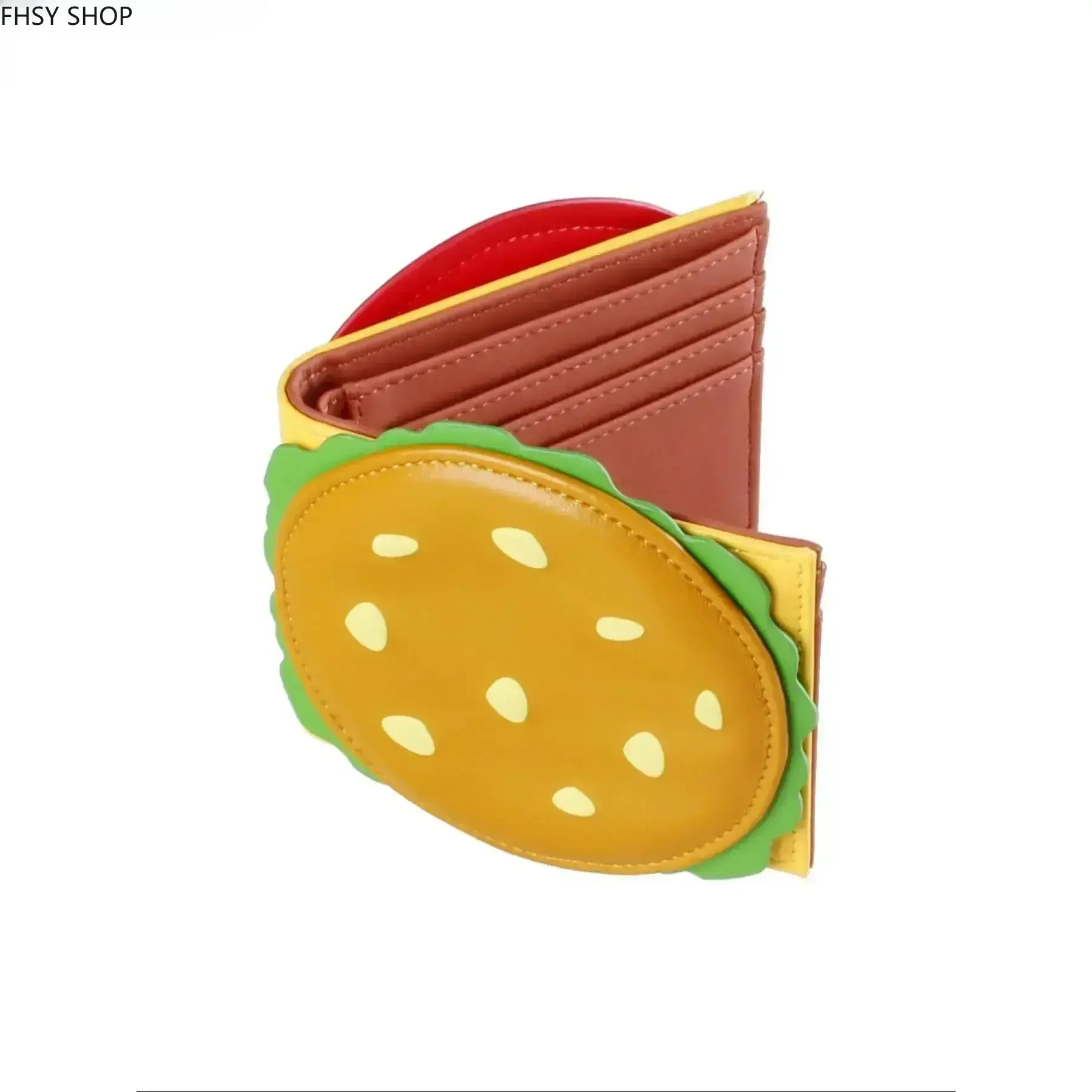 Novelty Burger Mens Wallet in PU Leather, Funny Food Themed Bifold with Multiple Slots - Unique Gift Idea