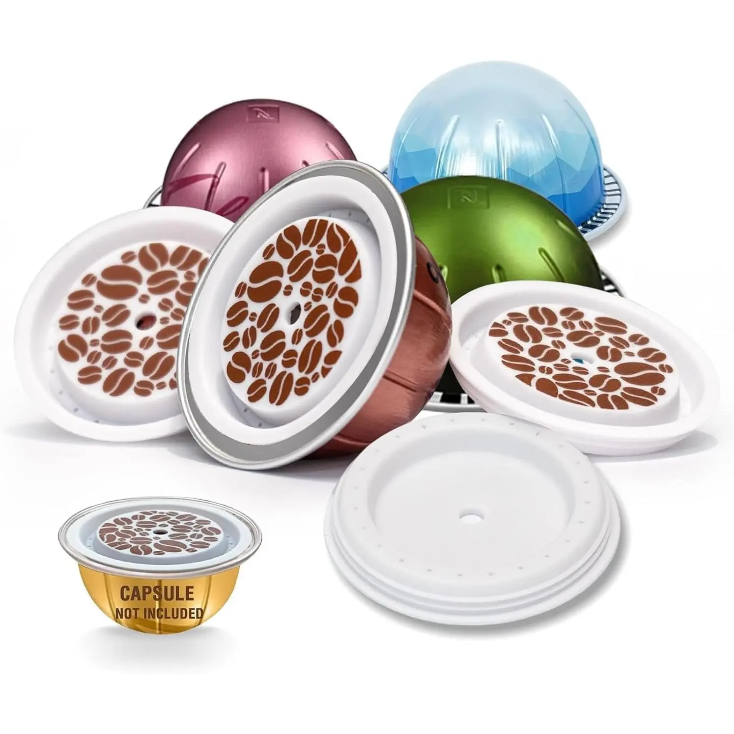 For Vertuo, 4 count  Grade Silicon For   Pods Vertuo, Refillable Vertuo Pod,Compatible with  Vertuoline Capsule (No Capsule)
