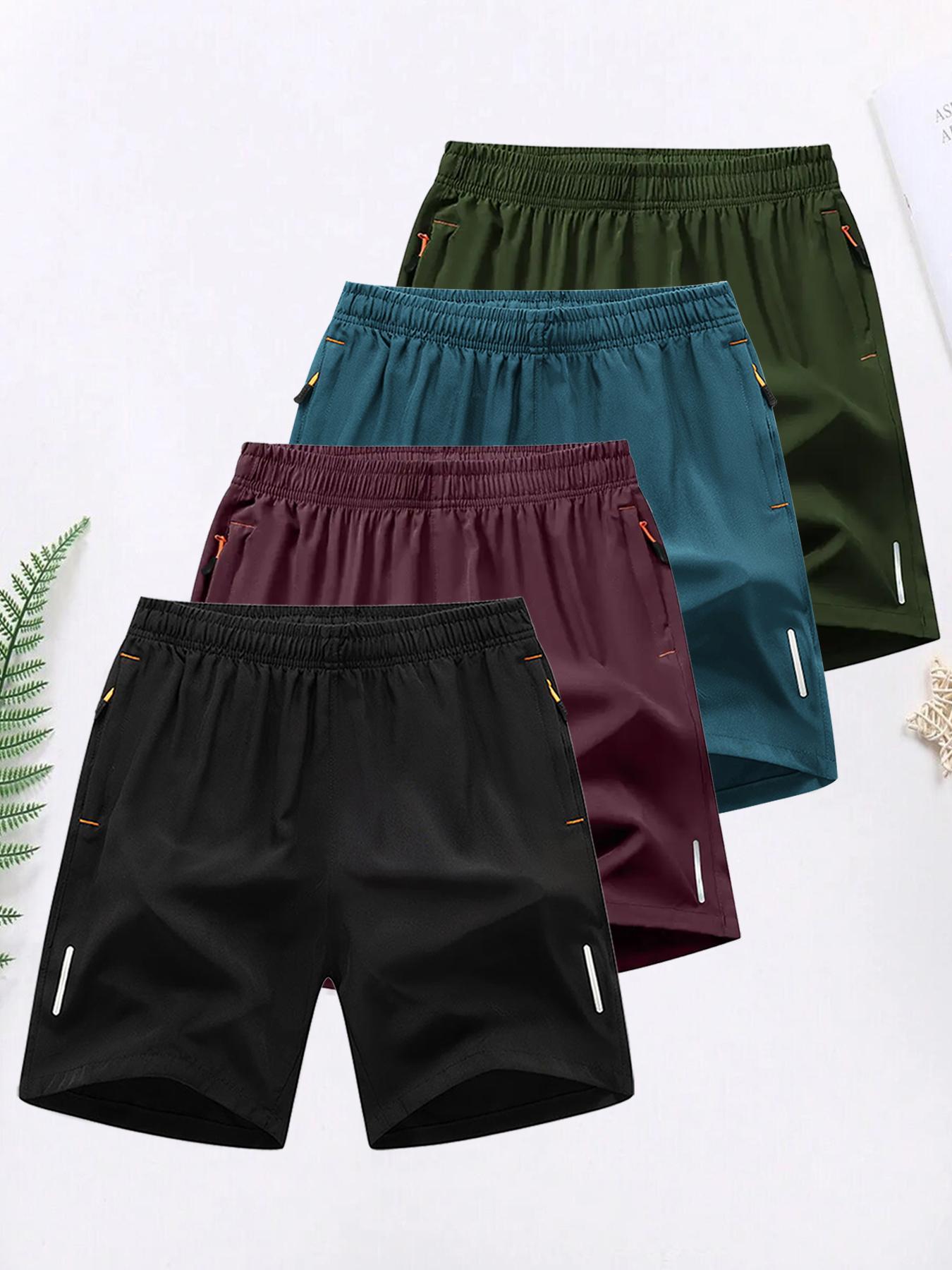 Men's Solid Color Zipper Pocket Shorts,  Casual Comfy Breathable Shorts for Summer, Men's Bottoms for Daily Wear, Casual Shorts Set
