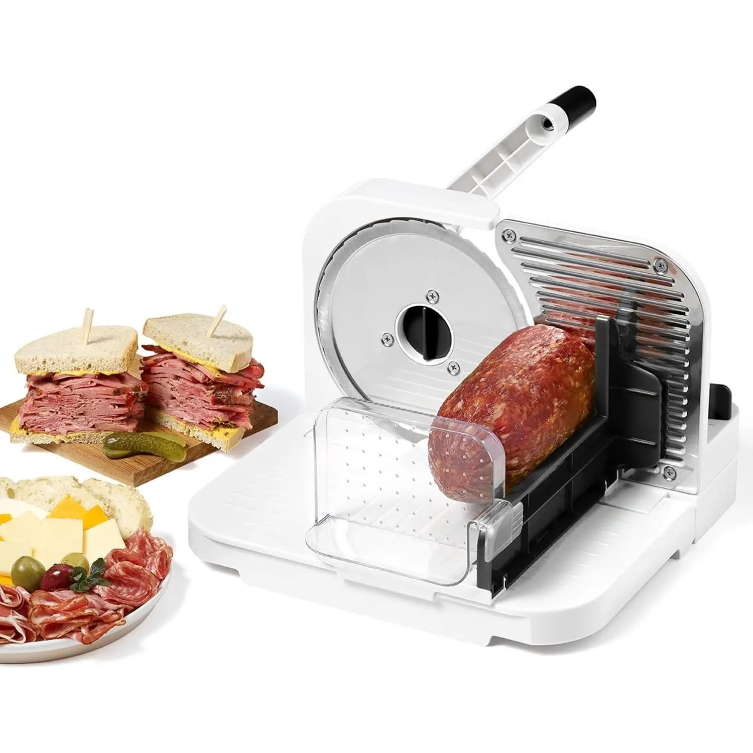 Starfrit Deli Slicer, Slices Meat, Cheese, Bread, 6.5" Stainless Steel Blade, Adjustable Thickness Knob, Nestable for Easy Storage, 2-in-1 Fruit and Vegetable