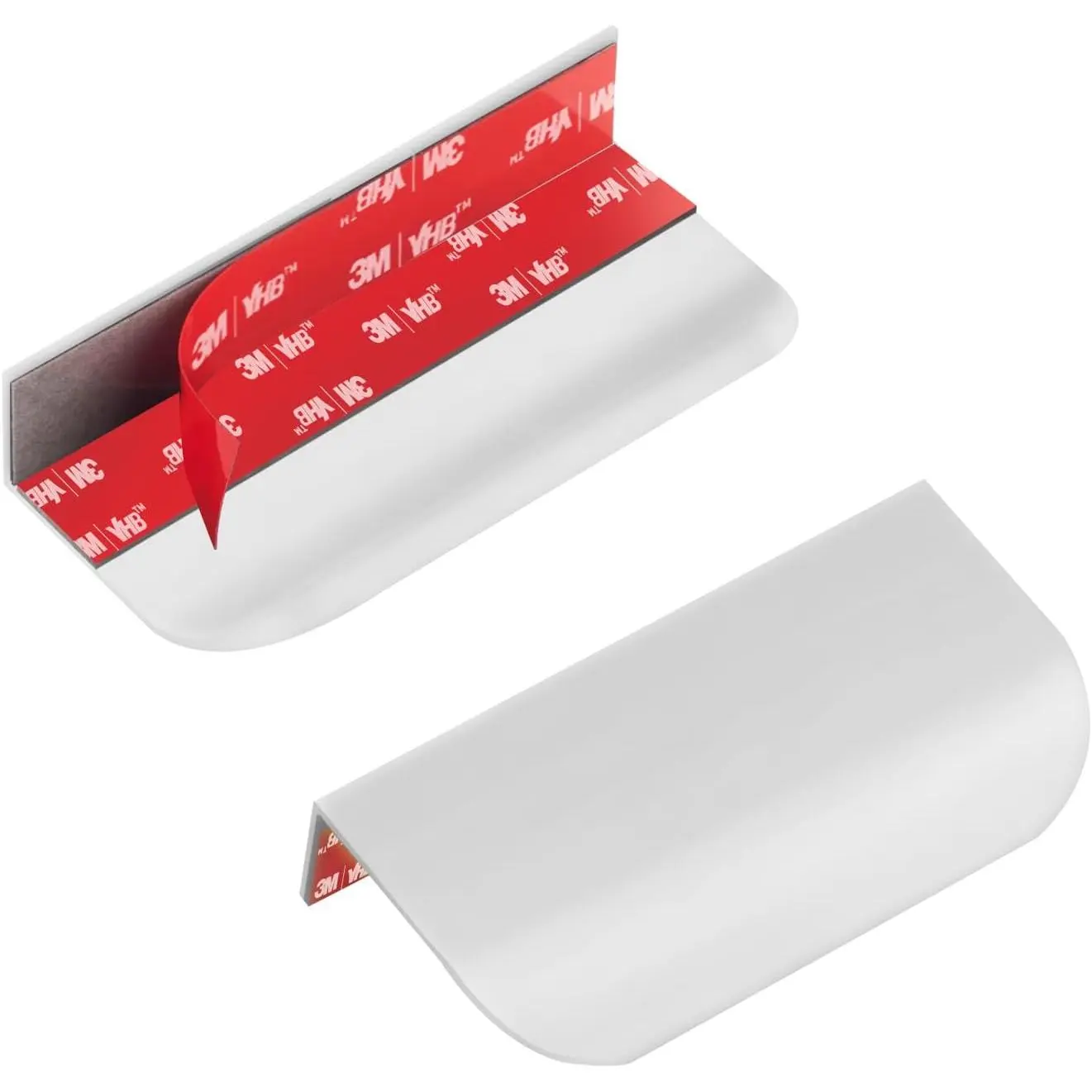 2 Pack Adhesive  Finger Pulls for Cabinets White 3.15" Length | Kitchen Aluminium Alloy  Drawer Pulls No Drilling Required Flat Stick  Cabinet Handles