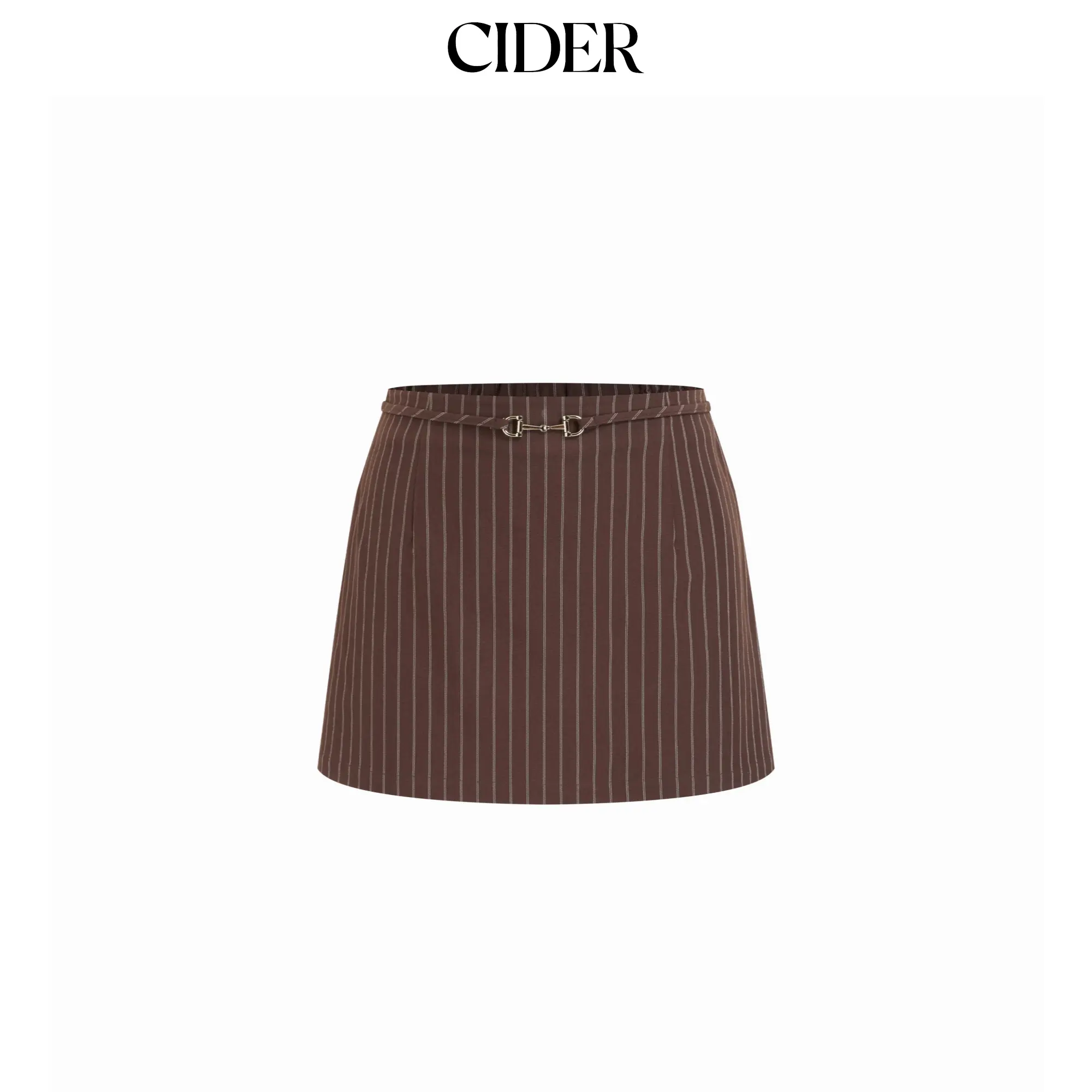 Cider Low Rise Striped Belted Metal Detail Mini Skirt