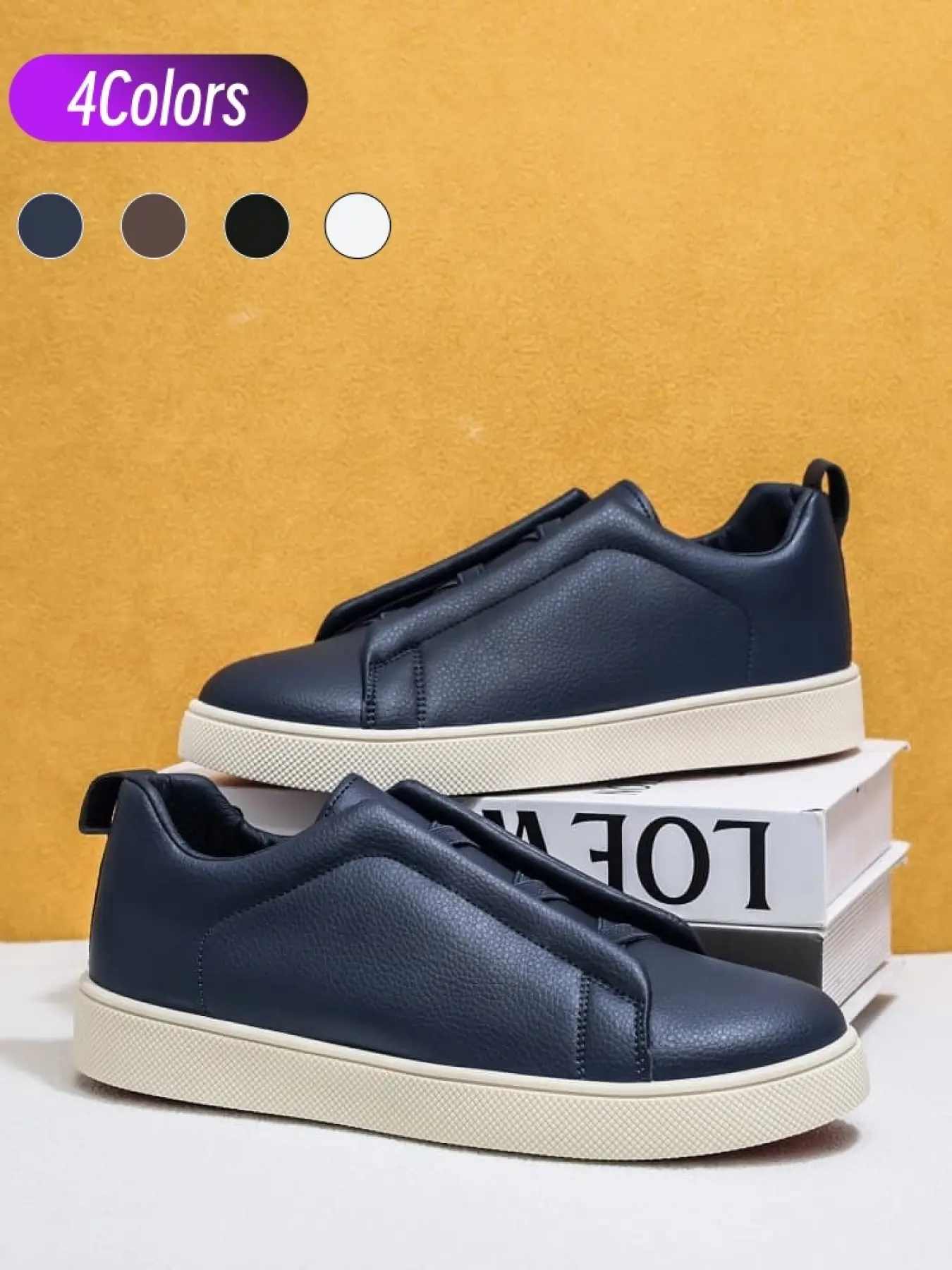 1 Pair Men Low Top Lychee Grain Slip-on Skate Shoes, Sneakers Shoes, Casual Trendy Trainers, Minimal Street Elastic Band Soft Breathable Lining Anti-slip Flat Sole For Daily Commute Casual Outfits