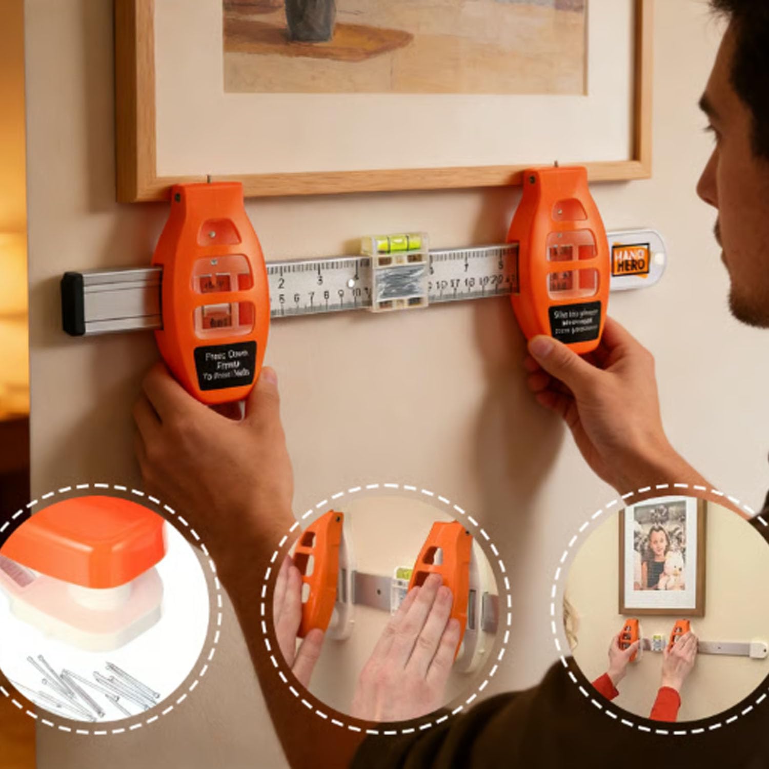 Picture Hanging Tool with Level – Hang Frames Perfectly Every Time!Easy Alignment Hanging Tool with Built-In Level for Home Decor Installation Picture Hanging Tool with Level – Hang Frames Perfectly Every Time!Easy Alignment Hanging Tool with Built-In Level for Home Decor Installation