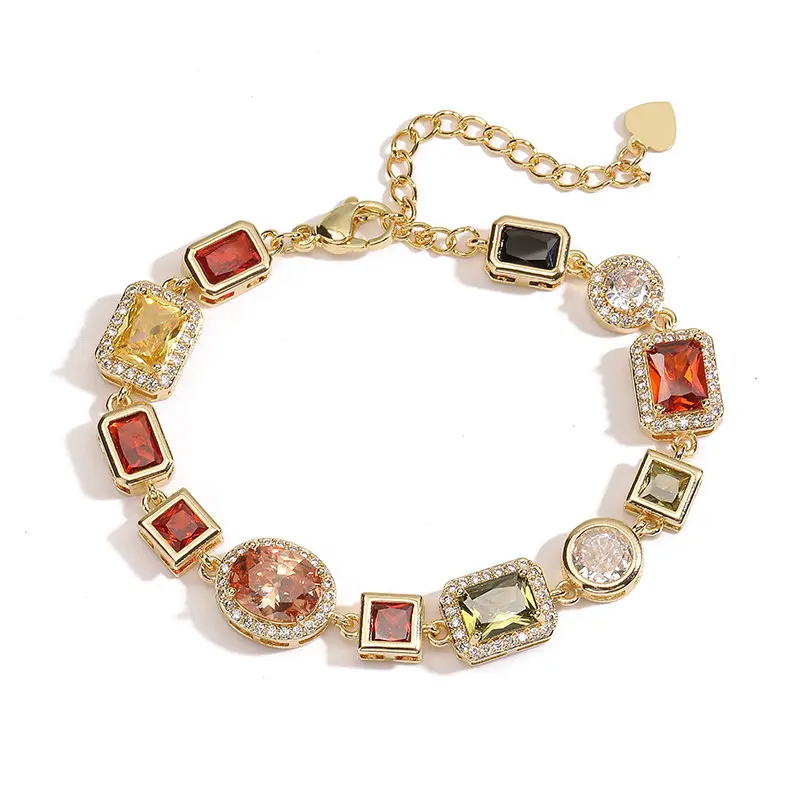 Women's Luxury Multi-Layer Stackable Cuff Bracelet - Gold-Plated Chrome Hearts Copper Design with Halo, Crystal Gems, Opal, Cubic Zirconia, Magnetic Clasp Leather, Elegant Female Youth Artificial Gemstone Jewelry, Birthday Gift for Her, Metal Plated Gold