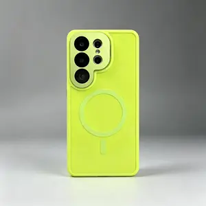 【Free.ship】S26 Ultra S25 S24 S23 Magnetic Glossy Hard Case - Military-Grade Shockproof Slim Fit Cover with Kickstand, Camera Protection Anti-Scratch Bumper Case, Solid Color