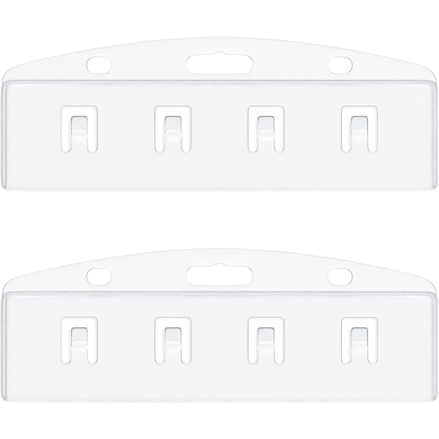 2 Pack Transparent Horizontal Card Badge Holders with Grippers for POS Magnetic Swipe Cards, IDs, Credit Cards and Passes