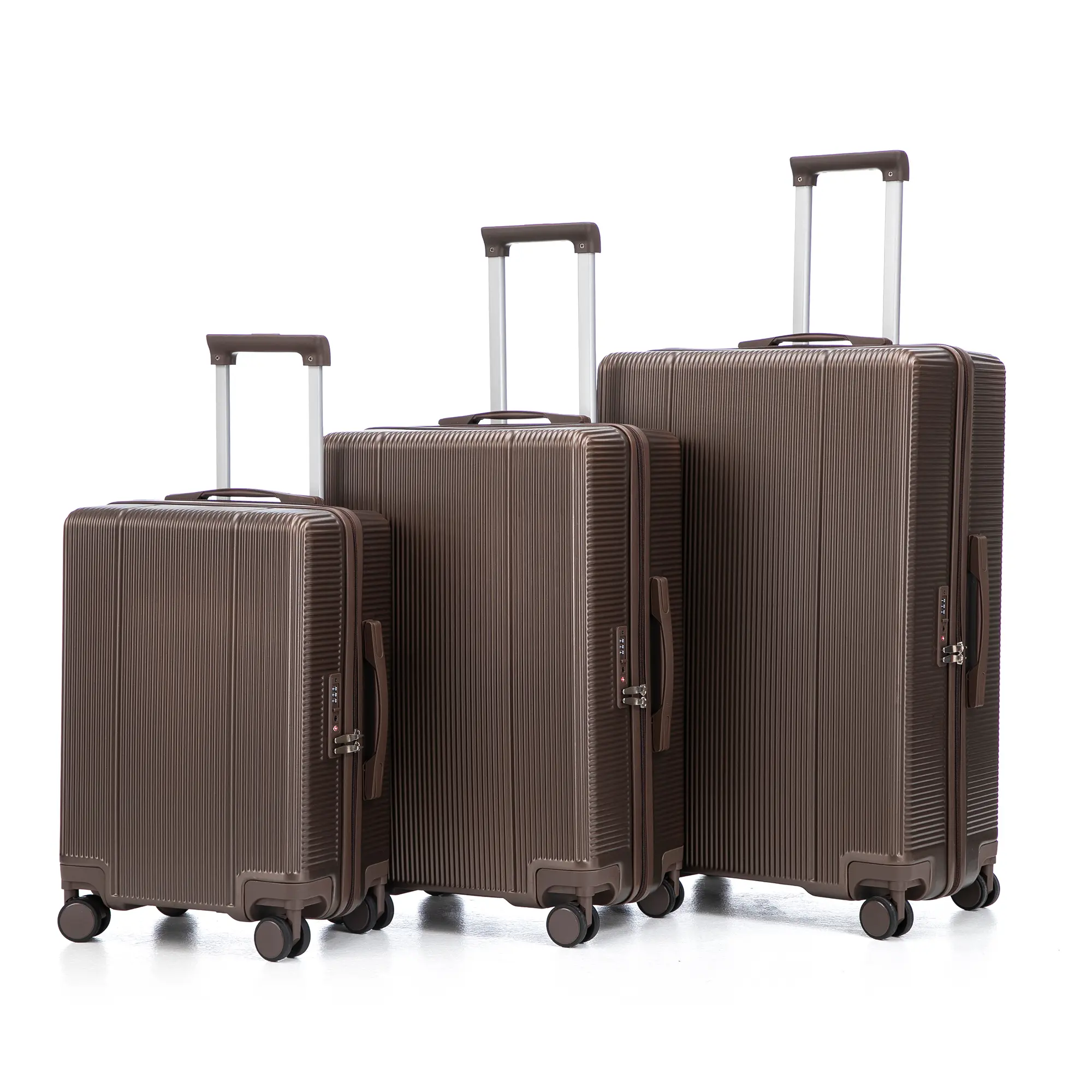 Nokaa 3-Piece ABS Hard Shell Luggage Set with TSA Lock – 20/24/28 Inch Spinner Suitcases, Waterproof Travel Suitcase with 4 Swivel Wheels and Telescopic Handle, Brown Color