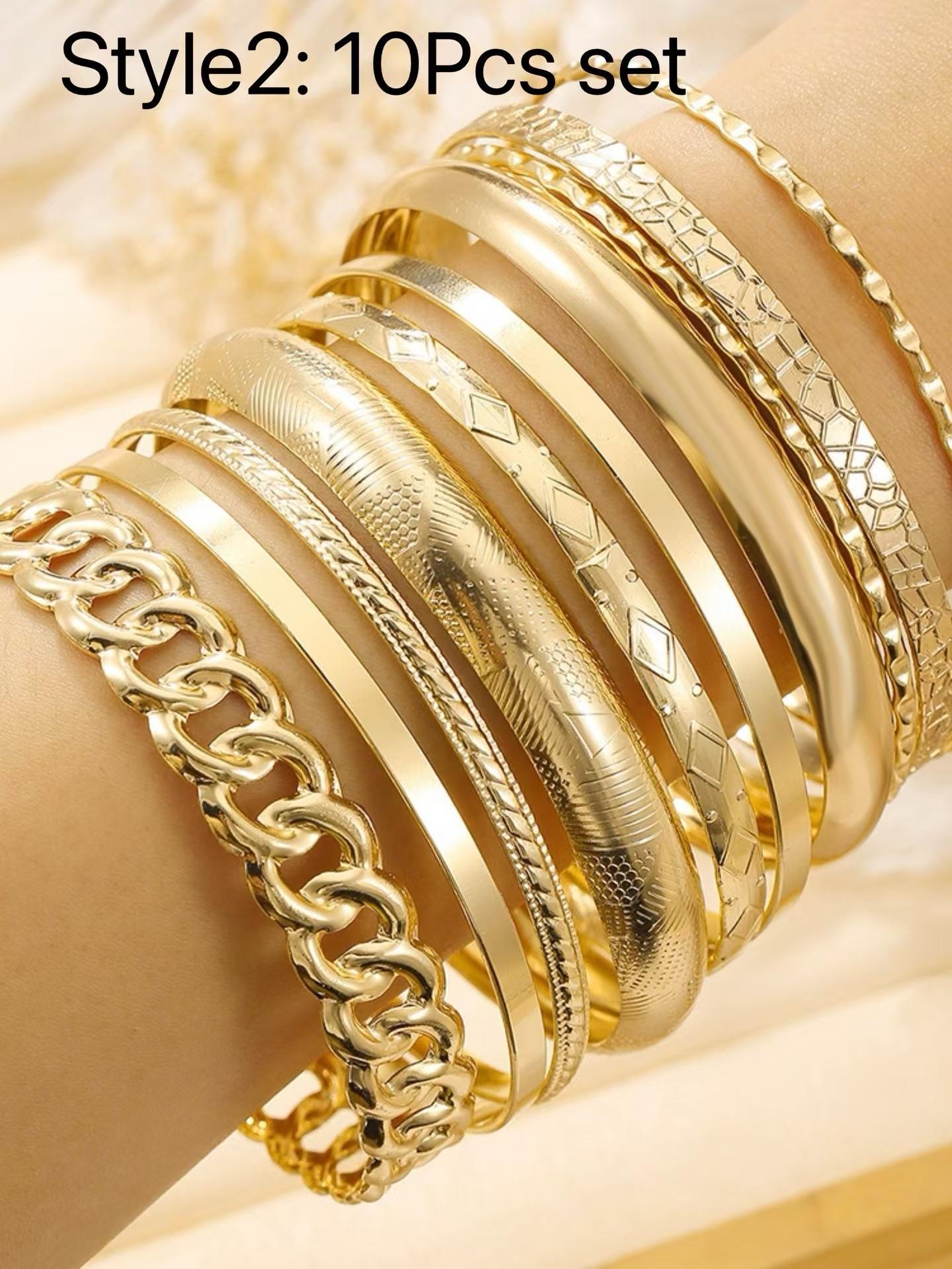 Women's Elegant Minimalist Bangle, 10/19pcs Trendy All-match Bangle, Fashionable Jewelry As Birthday Gift for Girlfriend, Trendy Stack Bangle