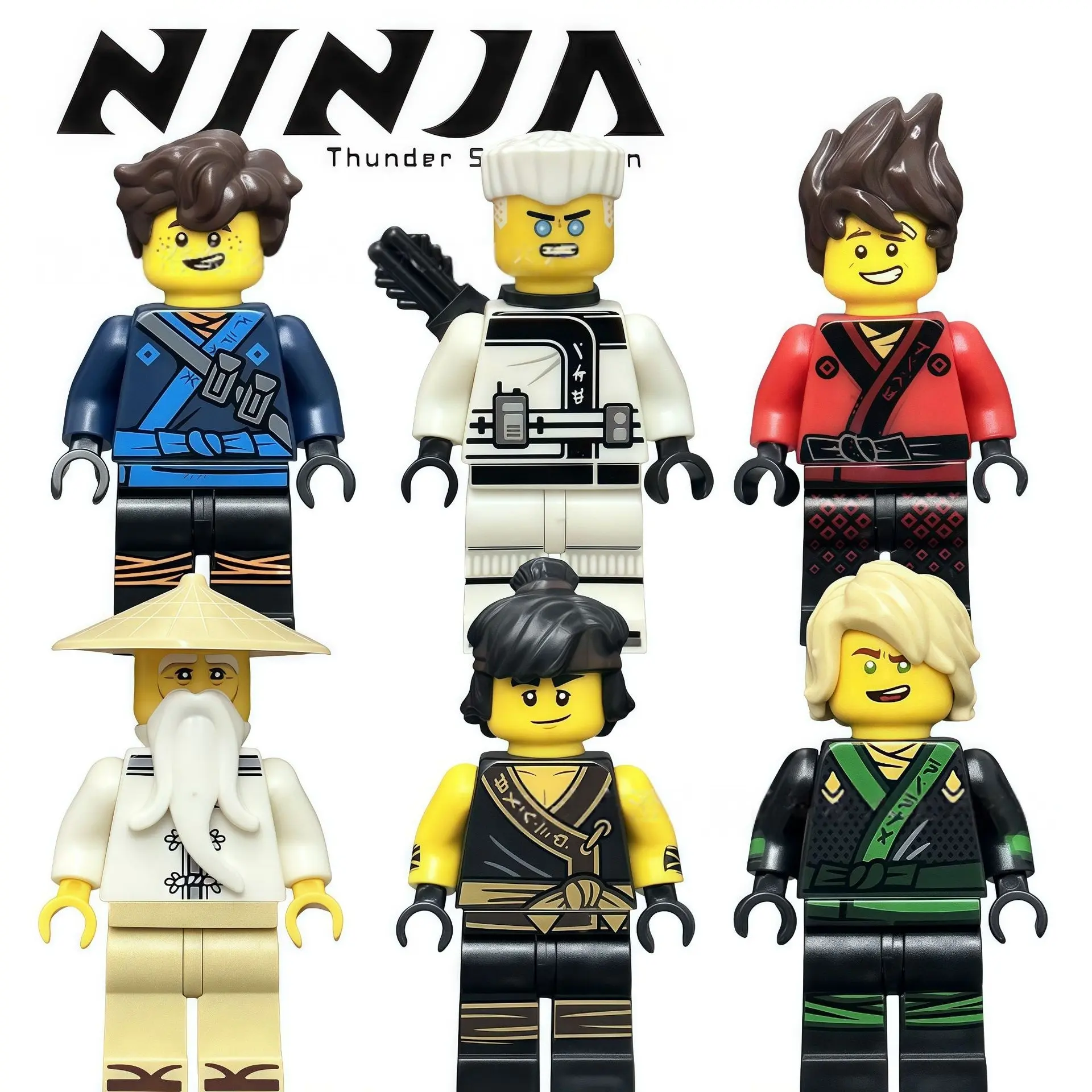 6 classic ninja-style building block minifigures, compatible with general building blocks, ideal for collection, display and gifting