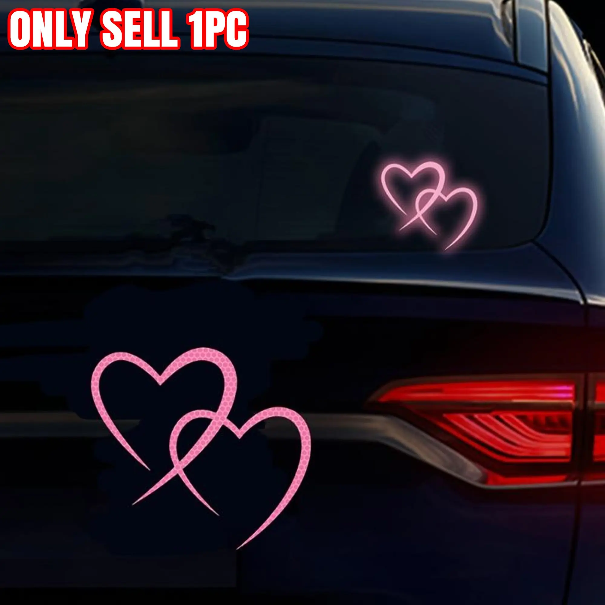 Heart Pattern Car Sticker, Car Decals, Waterproof Car Rear Window Body Reflective Sticker, Night Driving Safety Warning Reflective Sign, Car Accessories, Vehicle Exterior Decoration, Universal Car Sticker, Sticker For Cars