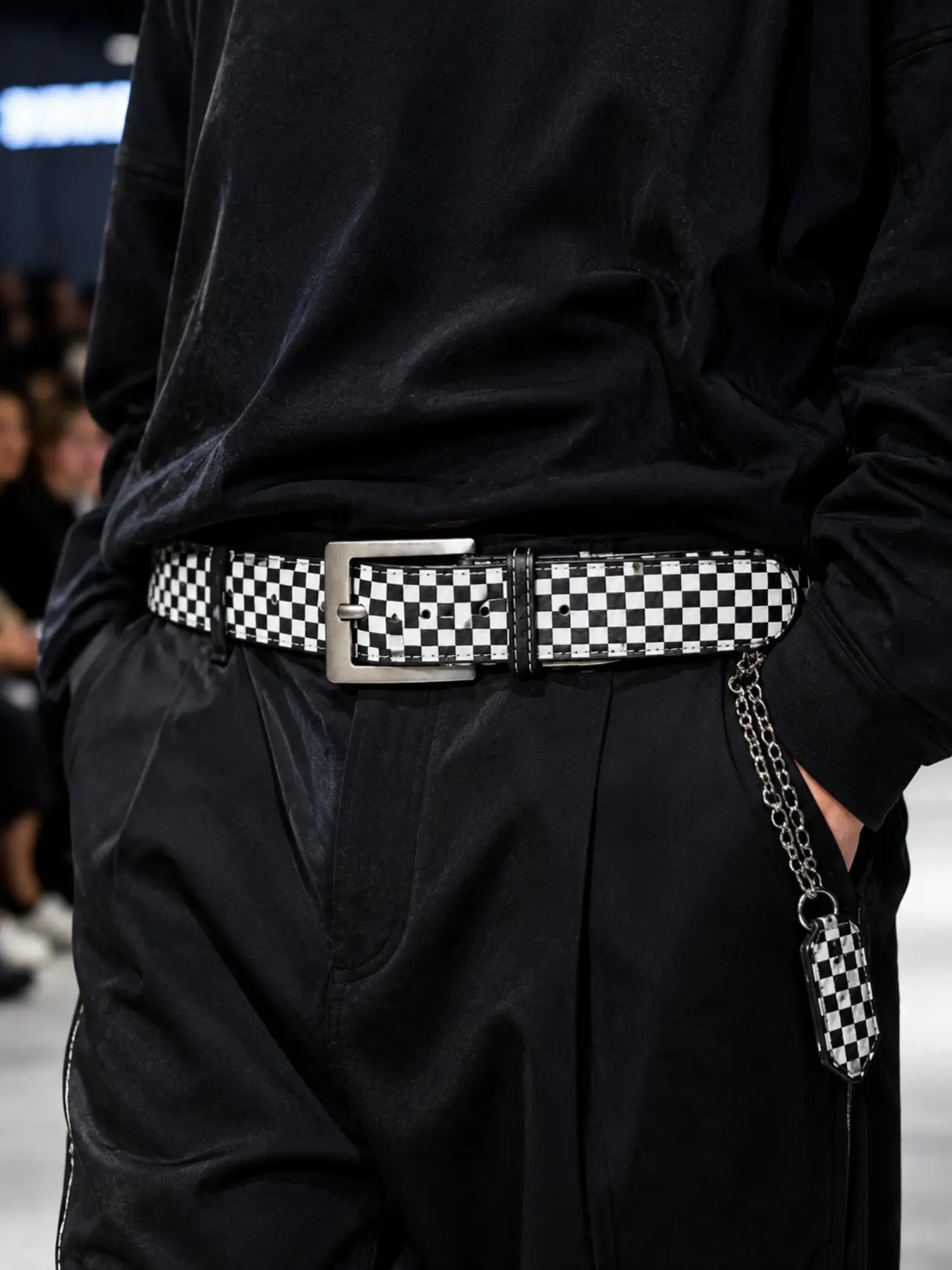 Checkered Belt, Skateboard Street Style Hip Hop PU Leather Belt, Versatile Commuter Fashion Accessory, High-Quality Trendy Design
