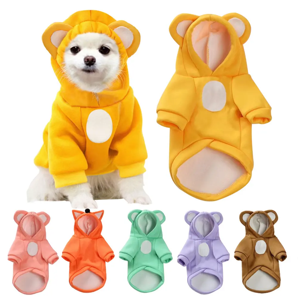 Character Pet Costume for Small Dogs & Cats, Thick Warm Viscose Silk Hooded Outfit, 2-Legged Cozy Wear for Autumn Winter