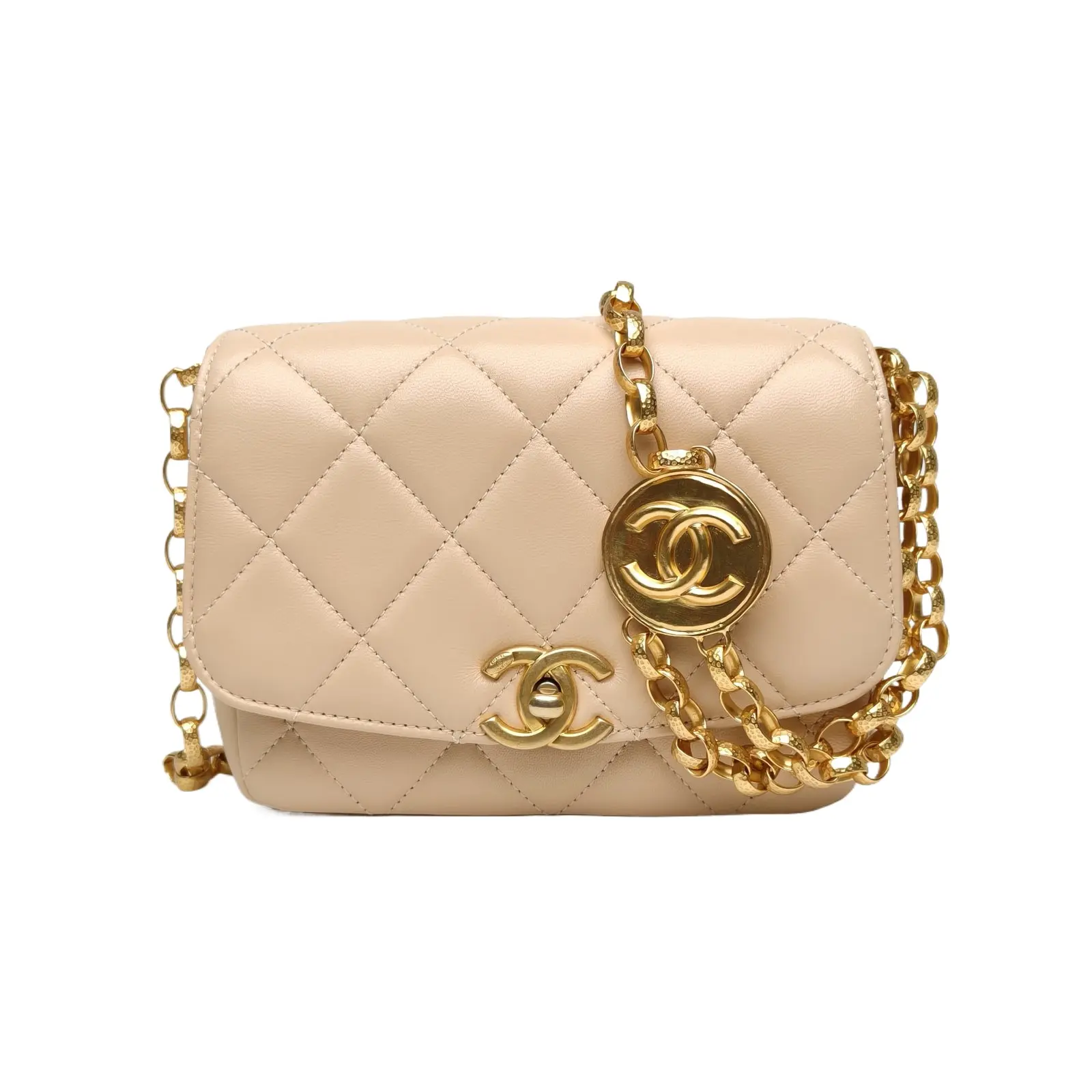 Pre-owned CHANEL CF flap bag, Square Bag, 17cm Beige P236068973