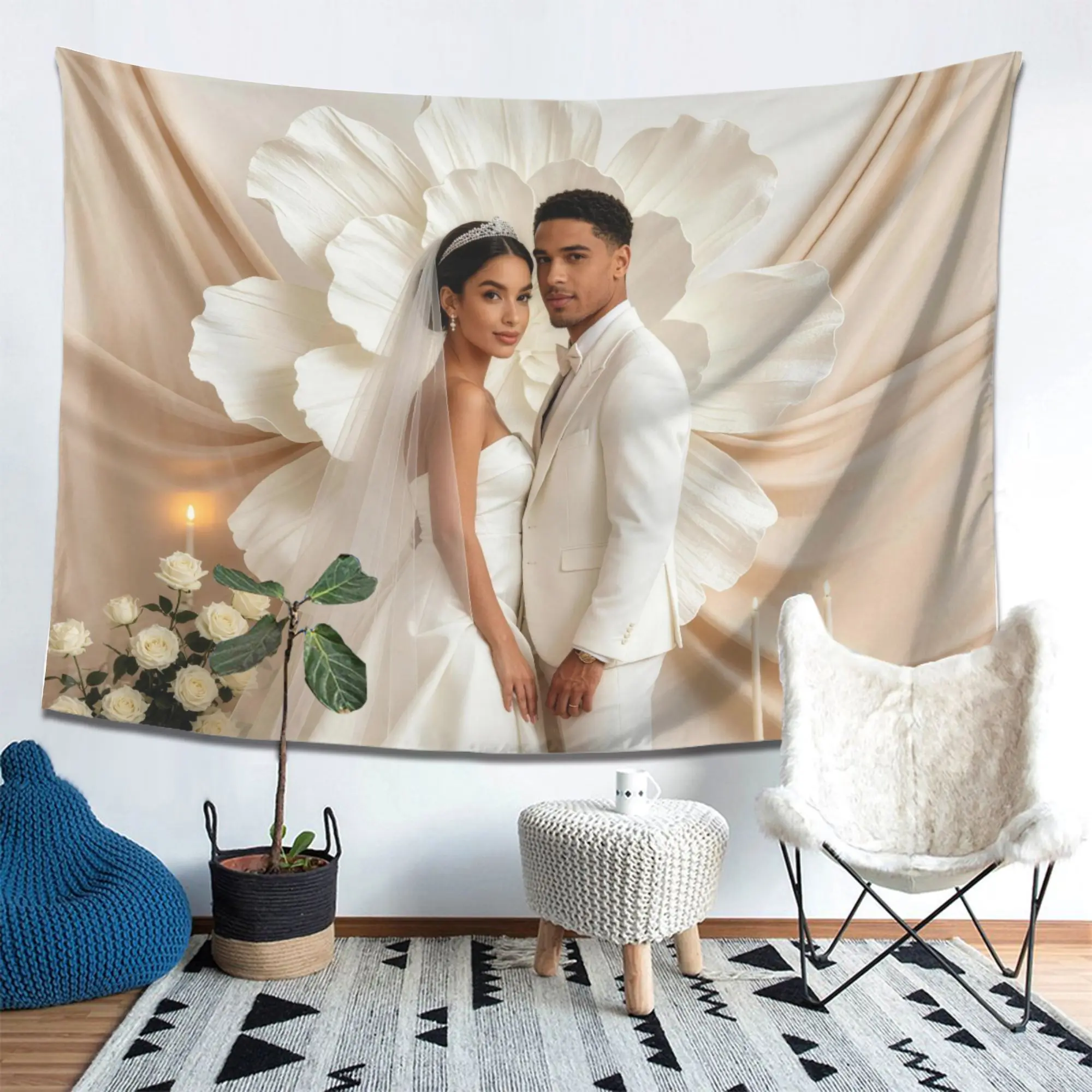 Customizable Polyester Personalized Photo-Printed Wall Tapestry - Wall Decor Gift for Every Occasion, Ideal for Family Portraits & Pet Photos, Indoor Home Supplies