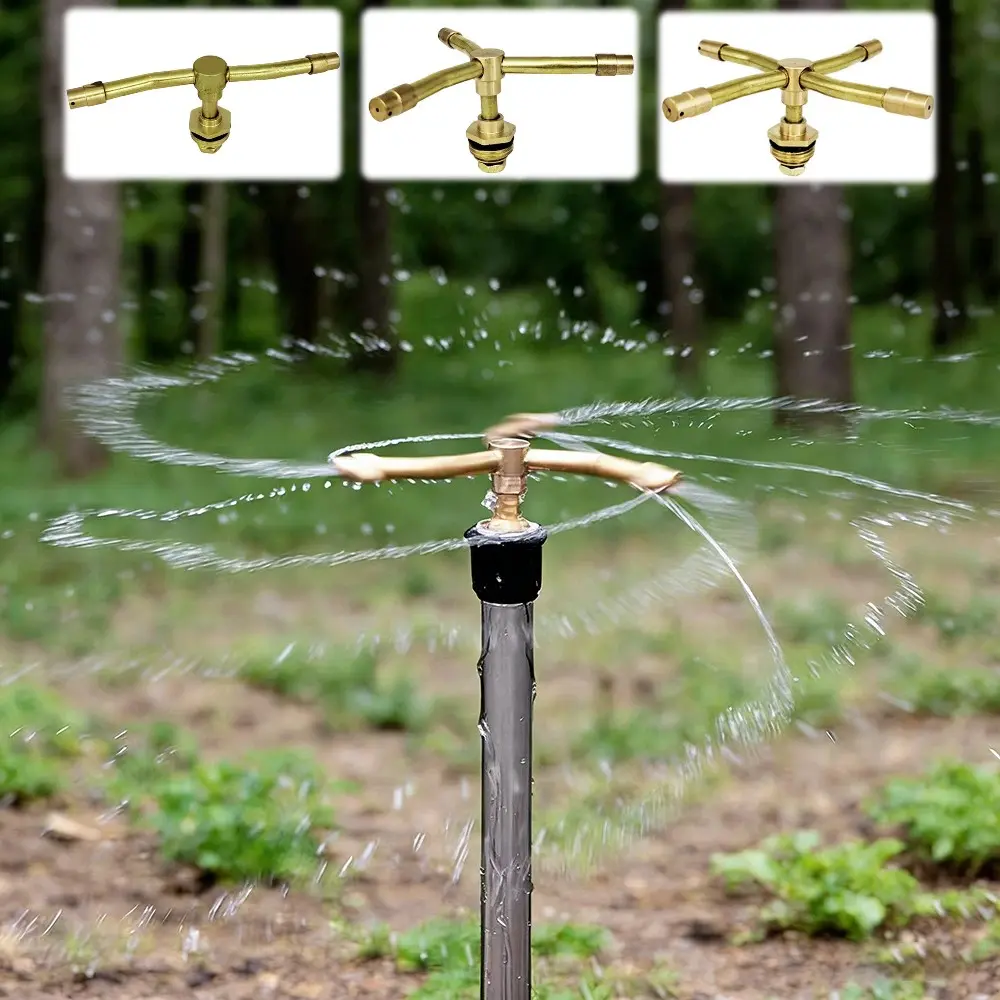 2Pcs Multi Arm Brass Sprinkler Heads, Automatic Rotating Sprinkler Heads, Sprayers In Lawn And Garden, for Courtyards, Lawns, Gardens, Water-saving Sprinklers for Lawn Greening and Greenhouses