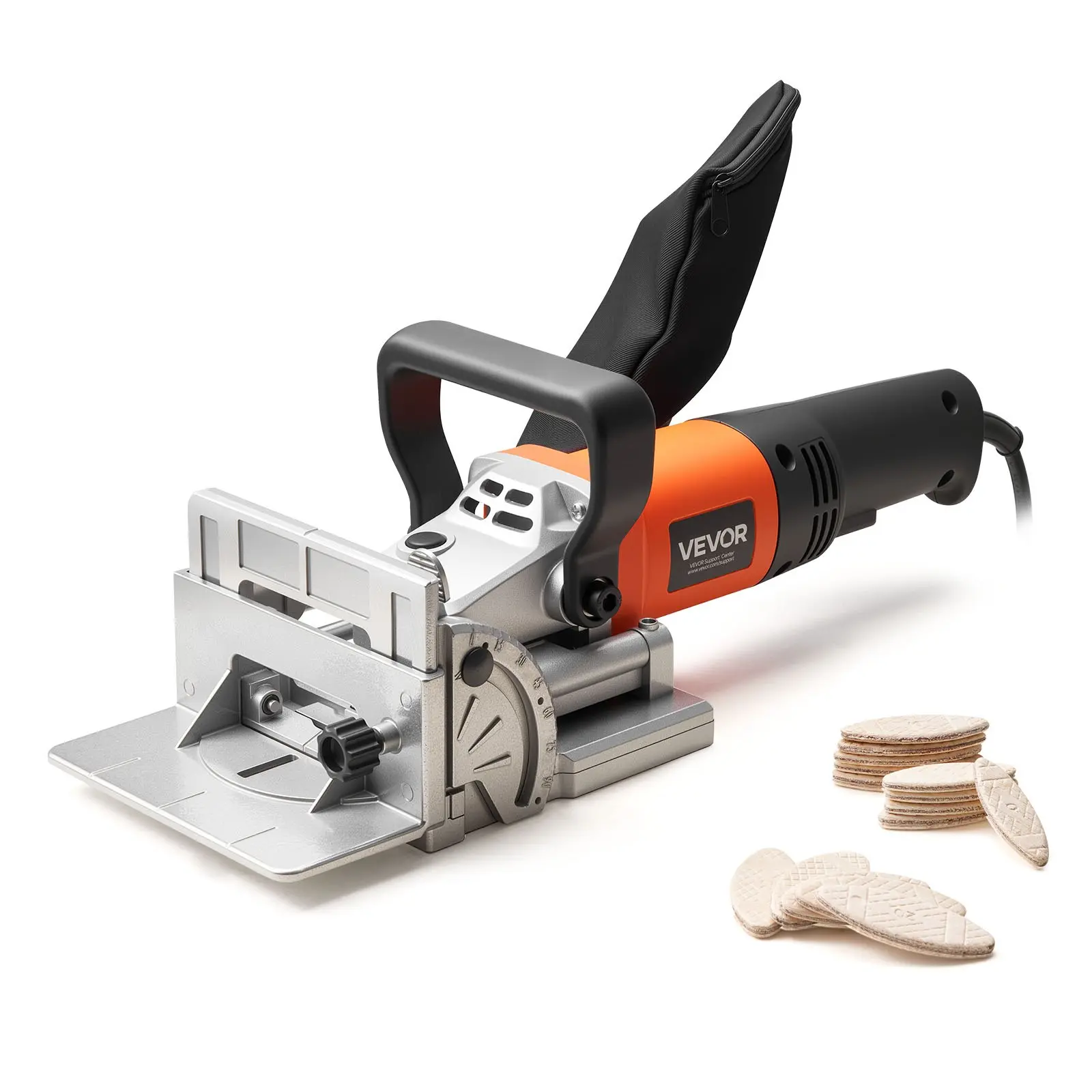 【toolupgrade】VEVOR Biscuit Plate Joiner Tool Kit, 5.9A 760W Motor (11600 RPM), 45-Degree Notch, Carbide Tipped Blade, Biscuit Sizes #0/#10/#20, S/D/Max In Capacity, Dust Bag, Flexible Angle Slots, for Woodworking Cabinet Assembly, Improving Visibility