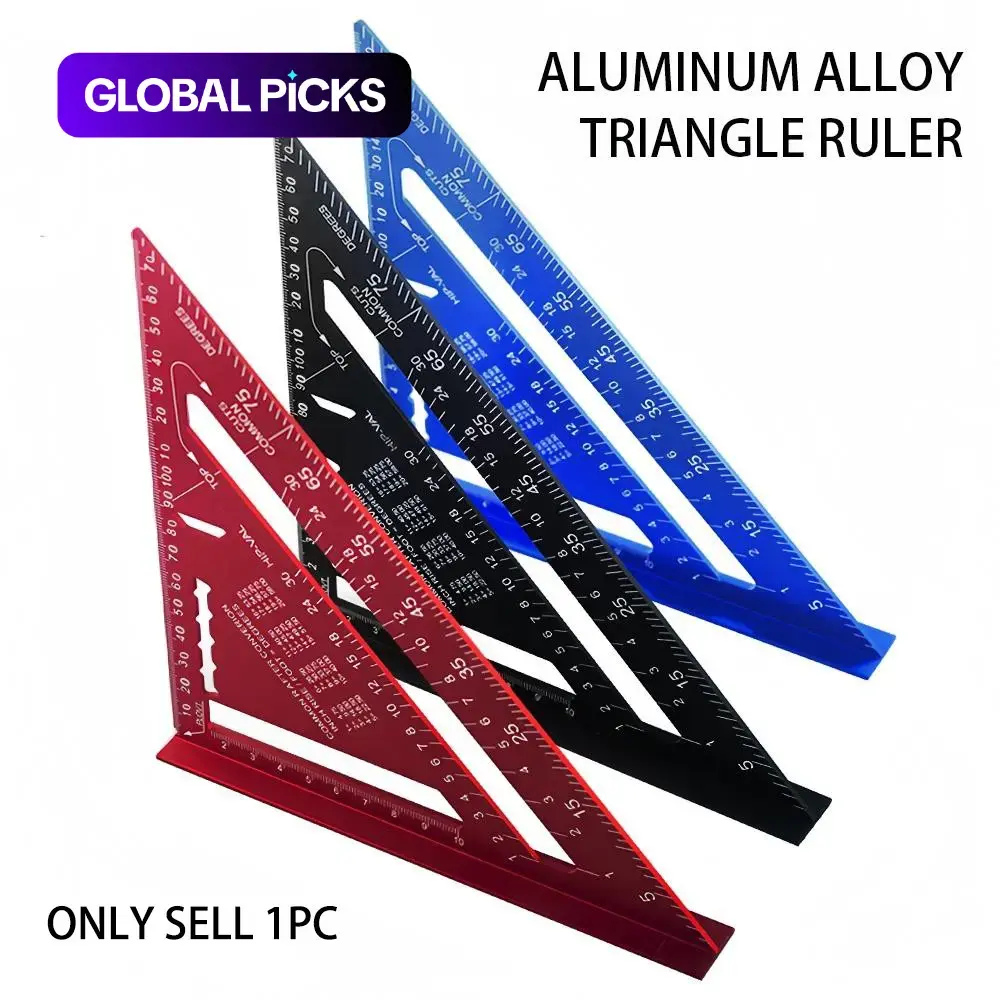 7-inch Metric Triangular Ruler, High-Precision Square Hand Measuring Tool with 90° and 45° Angles for Woodworking, Metalwork, Roofing, Drawing and Home or Industrial Use, Measuring Instrument #GLOBAL PICKS