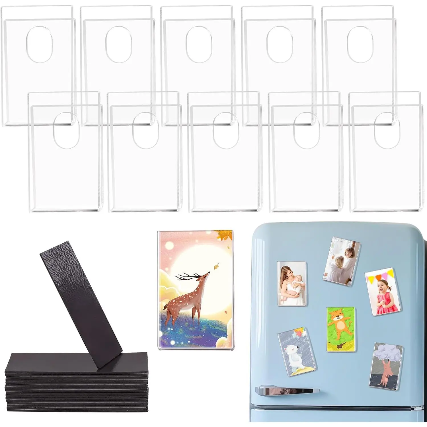 10 count   Picture Frames, 2.36 x 3.54 Inch Clear  Photo Holders,  Transparent  Photo Frames for Fridge, Locker, Office,  Artwork and Certificate Display XK69-S