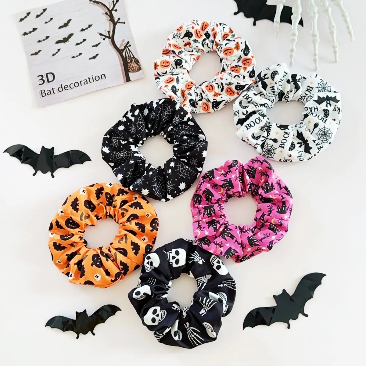 Female Halloween Costume Scrunchie, High-Elastic Soft Hair Tie for Party Dress-Up (Bag Accessory Charm)