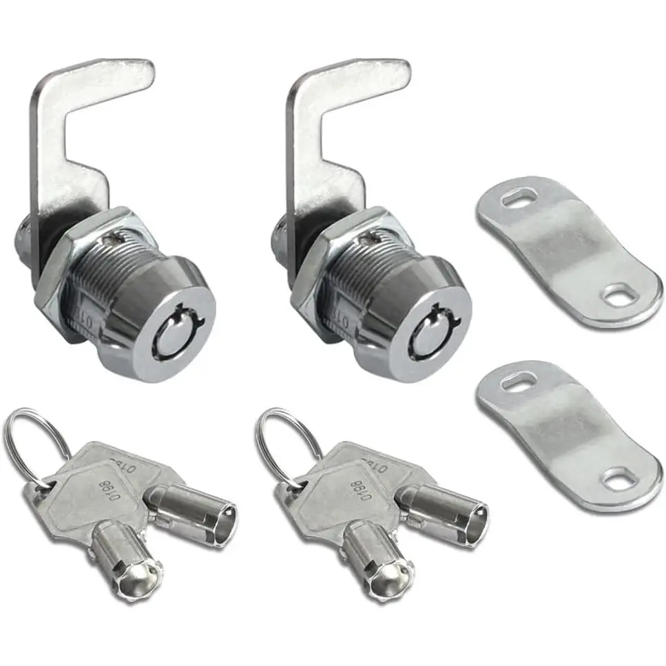 Toolbox Locks - 2-Pack 5/8" Tubular Cam Replacement Locks, Keyed Alike with 4 Keys, Key Alike