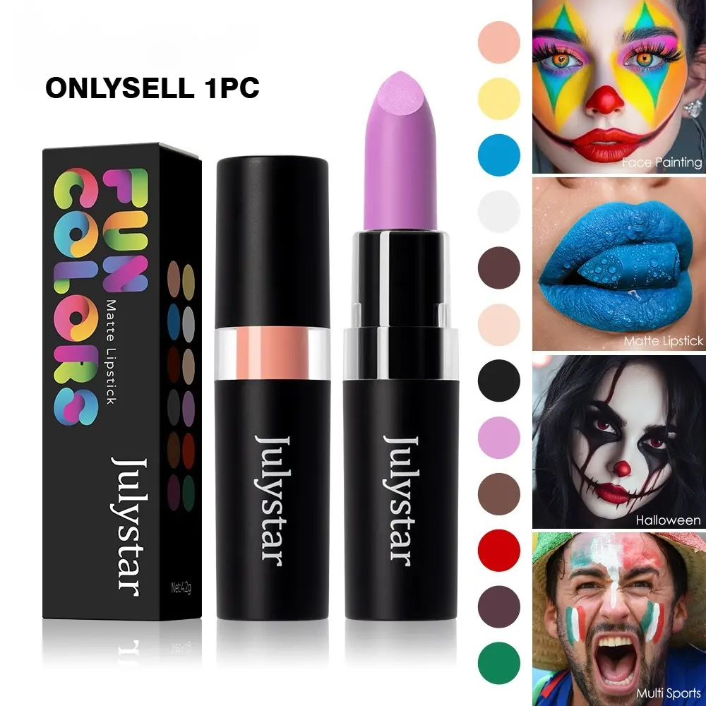 Halloween Body Art Lipstick, 12 Colors Dark Matte Lip Gloss, Face Makeup, Cosmetic Makeup, Long-Lasting Formula, Perfect for Halloween Parties