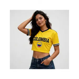 High-Quality Croptop Football Jersey Custom Colombia Soccer Crop Top, Personalized Soccer Jersey Crop Tee, Football Outfit, Festival Shirt, Travel Outfit Gift
