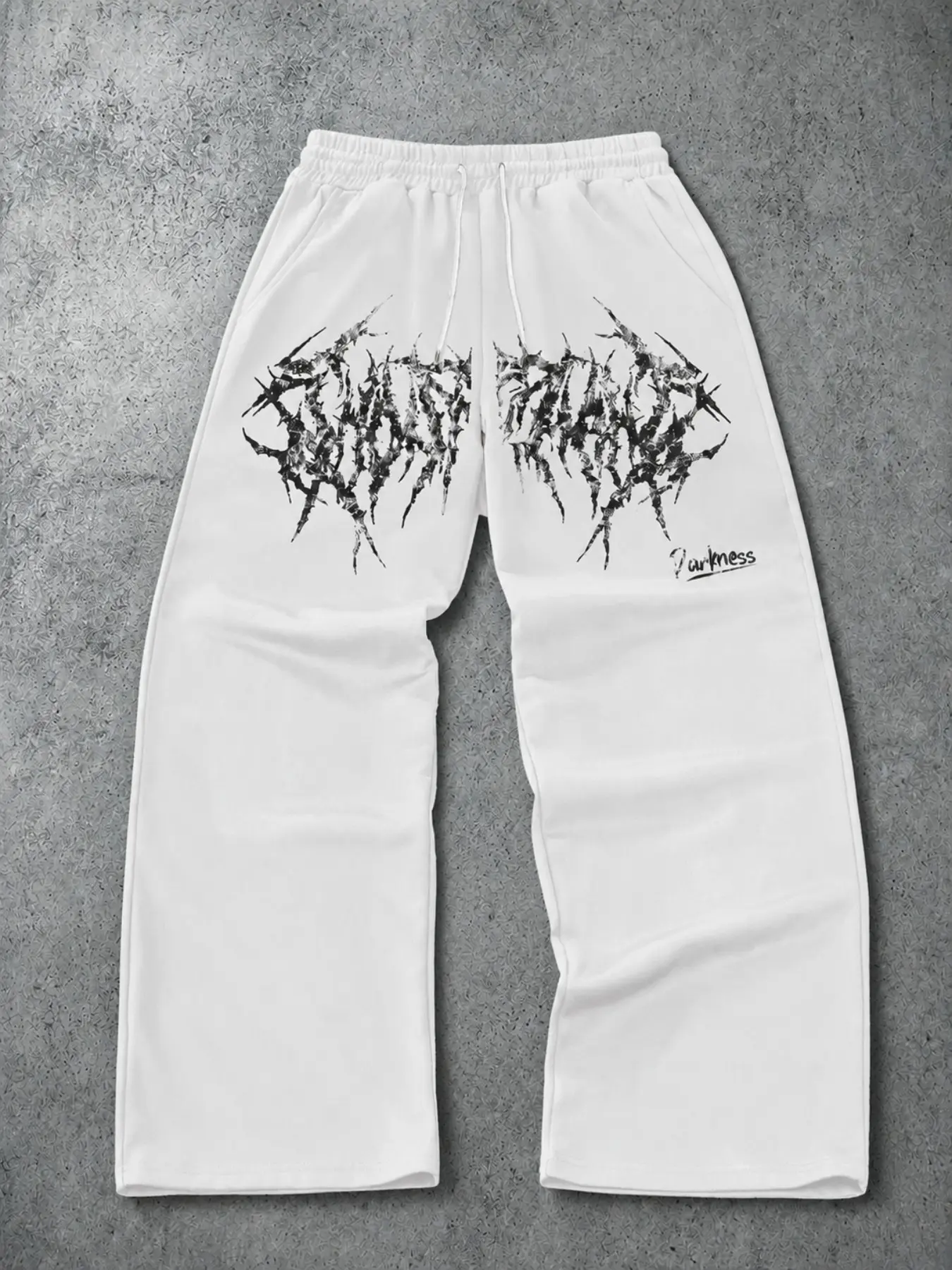 Opium Y2K Dark Metal Graphic Baggy Sweatpants Bottoms High Waist Loose Fit Wide Leg Trousers for Underground Streetwear Rave Outfit