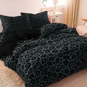 3pcs Dark Leopard Print Duvet Cover Set, 1 Decorative Duvet Cover and 2 Pillowcases without Inserts, Four-season Luxury Printed Bedding Set for Home or Dorm Bed Sets, Bed Sets Supplies
